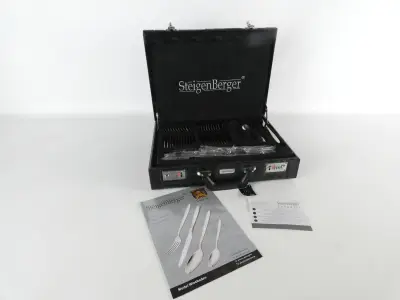 SteigenBerger 72-delig bestekset in koffer van roestvrij staal(OVP) – kavel bij De Kringwinkel, Heverlee