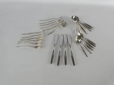 Verzilverde bestek, BSF 90, 28-delig, 1235 gr – kavel bij De Kringwinkel, Heverlee