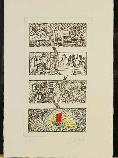 Ivan Good gesigneerd grafisch werk naar Ensor 39/70 – kavel bij De Kringwinkel, Antwerpen