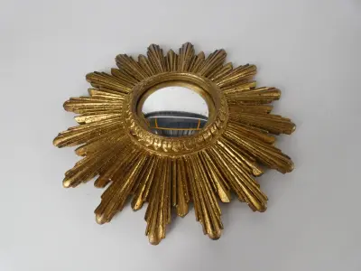 Vintage goudkleurige zonnespiegel – kavel bij De Kringwinkel, Heverlee