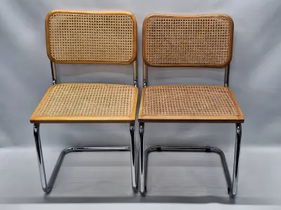 Set van 2 vintage Cesca B32-stoelen - Marcel Breuer design - Made in Italy – kavel bij De Kringwinkel, Gent