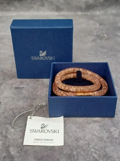 Swarovski stardust double bracelet / choker - Rose Gold – kavel bij De Kringwinkel, Gent