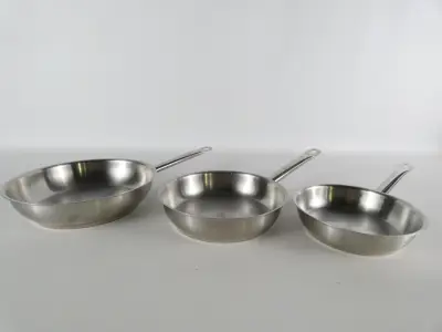 Resto by Demeyere Belgium 18/10 roestvrijstalen driedelige pannenset – kavel bij De Kringwinkel, Heverlee