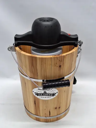 Elite Gourmet Vintage Ice Cream Maker – elektrisch én handmatig – kavel bij De Kringwinkel, Gent