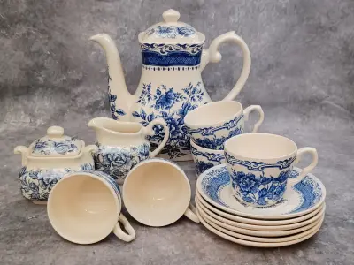 14-delig koffieservies van English Ironstone Tableware (EIT) - Staffordshire – kavel bij De Kringwinkel, Gent
