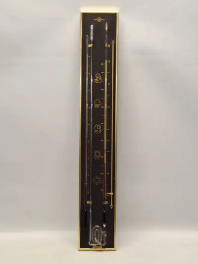 Vintage De Donder "Sebastiano" Kwikbarometer en Thermometer in Messing Frame – kavel bij De Kringwinkel, Gent