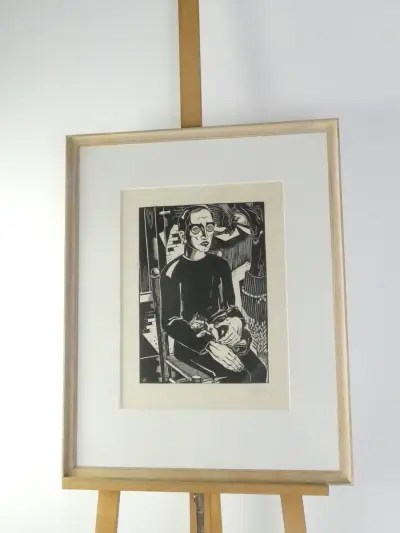 Houtsnede - De blinde en de leeuwerik - Antoon Herckenrath – kavel bij De Kringwinkel, Heverlee