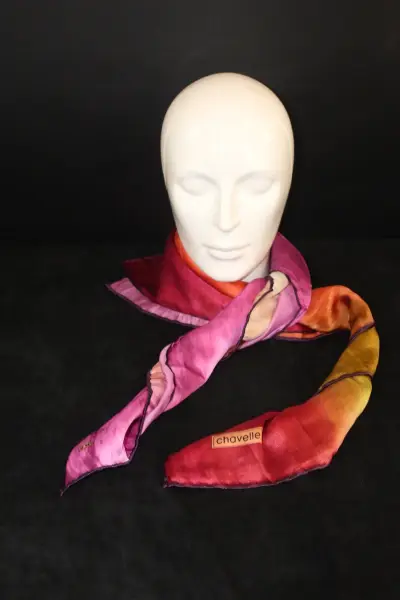 Chavelle Dijital soepelvallende foulard in herfsttinten 100% polyester – kavel bij De Kringwinkel, Antwerpen