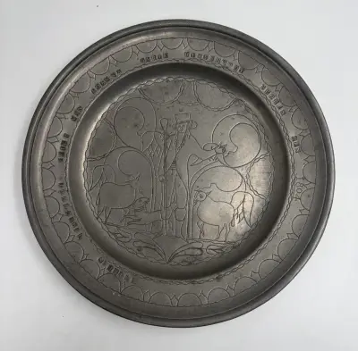 Antieke tinnen Doopschotel 1804 – kavel bij De Kringwinkel, Gent
