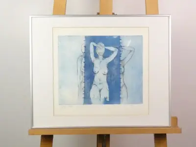 Gesigneerde gravure "Jetty" (1996) – Ingelijst kunstwerk – kavel bij De Kringwinkel, Heverlee