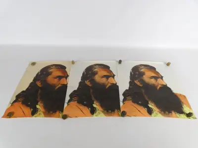 Set van 3 Affiches – Portret waarschijnlijk Swami Swanandashran – kavel bij De Kringwinkel, Heverlee