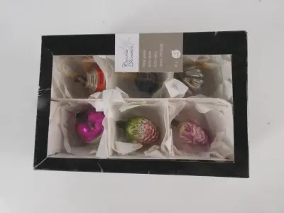 Set van 6 vintage glazen Ajeco kerstballen – kavel bij De Kringwinkel, Heverlee