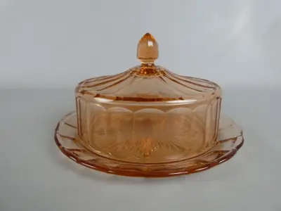 Val Saint Lambert Roze Glazen Stolp met Schotel – kavel bij De Kringwinkel, Diest