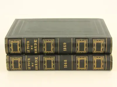 Lot van 2 Le Tour du Monde boeken - 1868 & 1869 – kavel bij De Kringwinkel, Antwerpen
