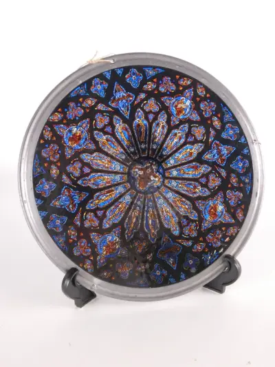 Glassmasters decoratieve glasplaat – roosvenster in gotische stijl – kavel bij De Kringwinkel, Heverlee