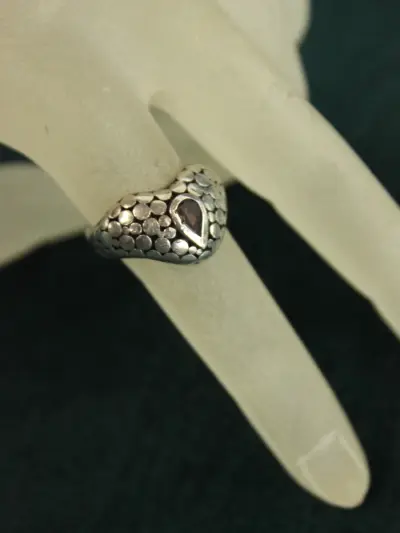 Sterling zilveren hartvormige ring met traanvormige steen – kavel bij De Kringwinkel, Antwerpen