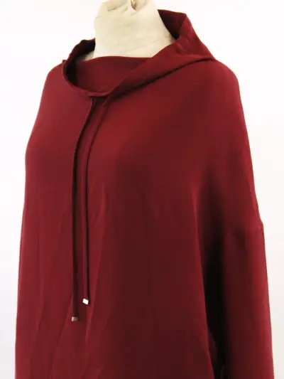 Loro Piana - luxueuze, bordeauxrode tuniekjurk met gedrapeerde kraag – kavel bij De Kringwinkel, Antwerpen