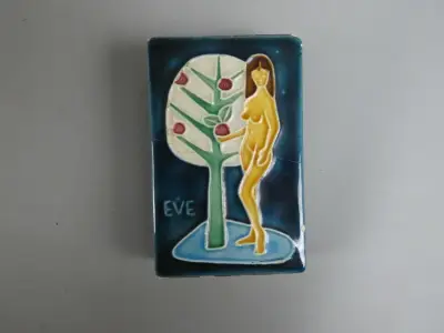 Grote Vintage Lucifersdoos met keramieken tegel – kavel bij De Kringwinkel, Diest