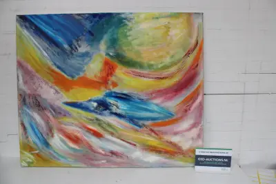 Abstract schilderij met kleurrijke penseelstreken – kavel bij GSD Auctions, Zoeterwoude
