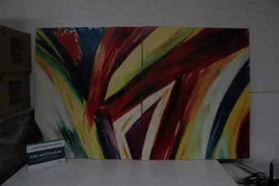 Twee abstracte kleurrijke schilderijen – kavel bij GSD Auctions, Zoeterwoude