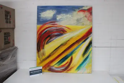 Abstract schilderij met felle kleuren – kavel bij GSD Auctions, Zoeterwoude