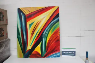 Abstract schilderij met felle kleuren – kavel bij GSD Auctions, Zoeterwoude