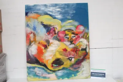 Abstract schilderij met felgekleurde leeuwen – kavel bij GSD Auctions, Zoeterwoude