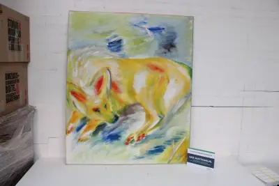 Abstract schilderij van slapende vos – kavel bij GSD Auctions, Zoeterwoude