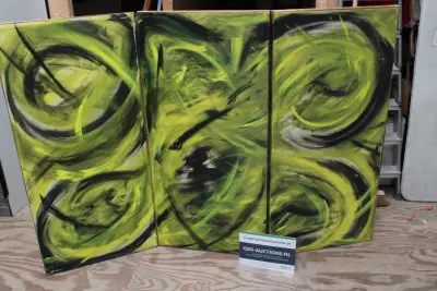 Abstract drieluik schilderij – kavel bij GSD Auctions, Zoeterwoude