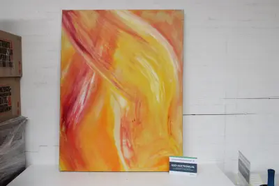 Abstract schilderij in warme oranje tinten – kavel bij GSD Auctions, Zoeterwoude