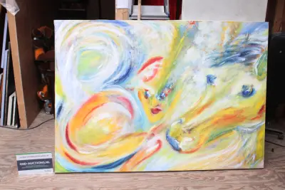 Abstract schilderij met kleurrijk, vloeiend design – kavel bij GSD Auctions, Zoeterwoude