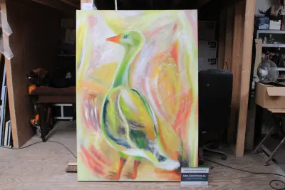 Abstract schilderij van eend – kavel bij GSD Auctions, Zoeterwoude