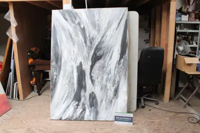 Abstract zwart-wit schilderij – kavel bij GSD Auctions, Zoeterwoude