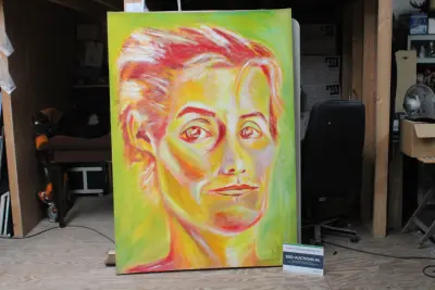 Schilderij kleurrijk portret – kavel bij GSD Auctions, Zoeterwoude
