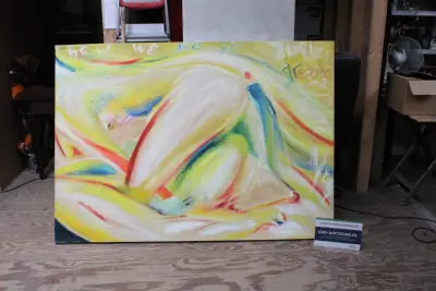 Abstracte kleurrijke schilderij op canvas – kavel bij GSD Auctions, Zoeterwoude
