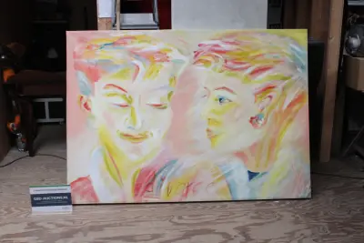 Abstract schilderij met twee gezichten – kavel bij GSD Auctions, Zoeterwoude