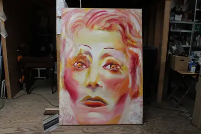 Groot olieverfschilderij gezicht vrouw – kavel bij GSD Auctions, Zoeterwoude