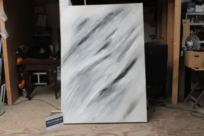 Abstract schilderij in grijstinten – kavel bij GSD Auctions, Zoeterwoude