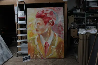 Abstract portretschilderij man met rood haar – kavel bij GSD Auctions, Zoeterwoude
