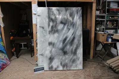 Abstract zwart-wit schilderij – kavel bij GSD Auctions, Zoeterwoude