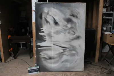 Abstract schilderij in grijstinten – kavel bij GSD Auctions, Zoeterwoude
