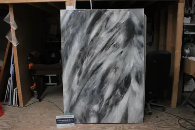Abstract zwart-wit schilderij – kavel bij GSD Auctions, Zoeterwoude