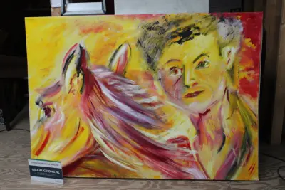 Abstract schilderij met mens en paard – kavel bij GSD Auctions, Zoeterwoude