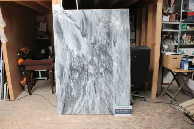 Abstracte grijswitte schilderij op canvas – kavel bij GSD Auctions, Zoeterwoude