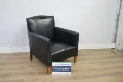 Vintage Zwarte leren fauteuil' – kavel bij GSD Auctions, Zoeterwoude