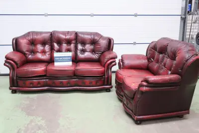 Winchester leren zitmeubelset - Chesterfield-Stijl Bankstel – kavel bij GSD Auctions, Zoeterwoude