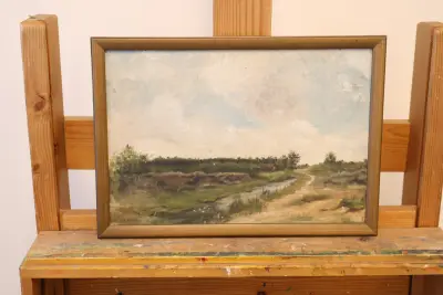 Landschapsschilderij in houten lijst' – kavel bij GSD Auctions, Zoeterwoude