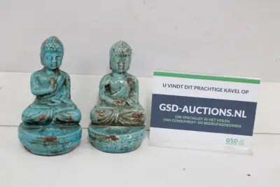 Set van twee keramische Boeddha beelden – kavel bij GSD Auctions, Zoeterwoude