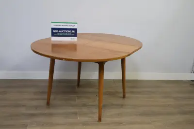 Ronde houten uitschuifbare eettafel - Vintage Jaren '60 – kavel bij GSD Auctions, Zoeterwoude
