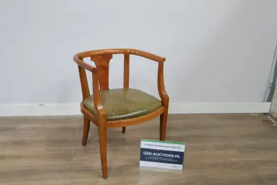 Antieke stoel met groene leren zitting – kavel bij GSD Auctions, Zoeterwoude